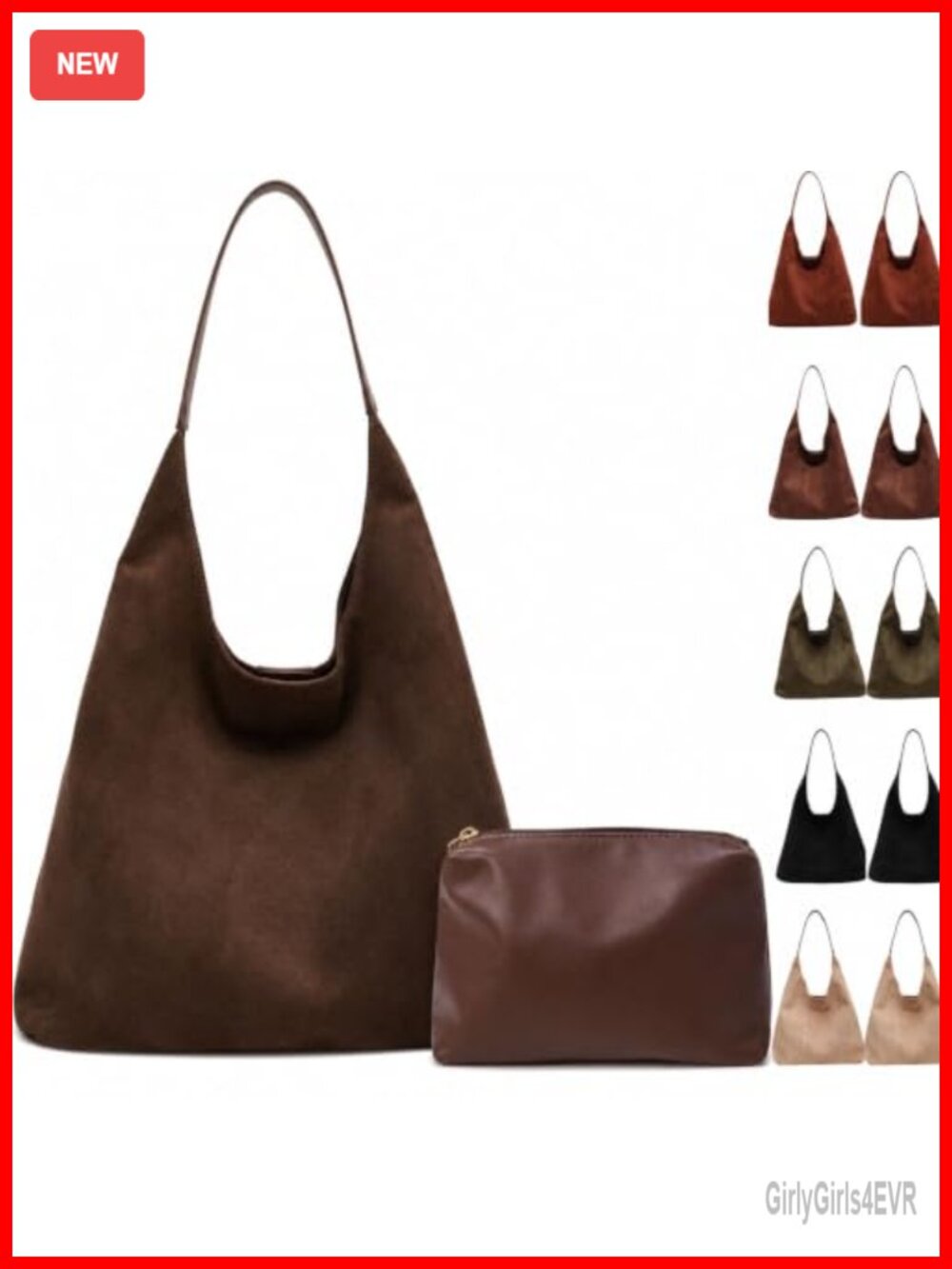 Faux Suede Tote Bag for Women, Wear-Resistant Handbag with Wallet, Roomy